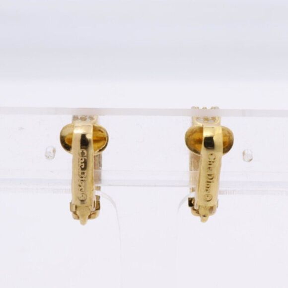 Stunning Dior Vintage Gold-Plated Crystal Hoop Clip-On Earrings - Picture 5 of 5